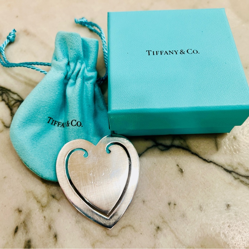 Tiffany & Co. Silver Heart Bookmark with Blue Box